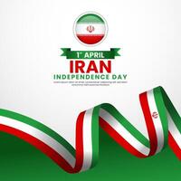 Iran ribbon flag for Independence day on white background with copyspace area vector