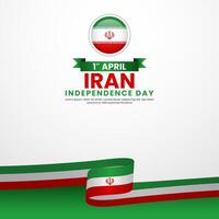 Iran national flag ribbon square banner background template for independence day vector