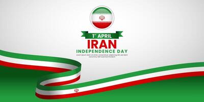 Iran flag ribbon for National independence day background template with blank space area vector