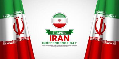 Iran flag ribbon for National independence day banner background template with blank space area vector