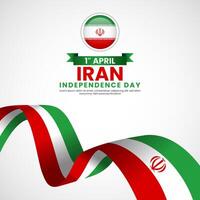 Iran national waving flag ribbon square banner background template for independence day vector