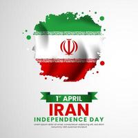 Iran independence day square banner background with grunge brush flag style vector