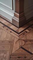 A wooden floor with a pattern on it photo