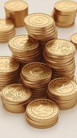 Isolate of mn currency on golden coin stacking include dollar euro pound sterling yen yuan and won on white background for currency exchange concept by 3d rendering photo
