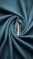 Closeup texture of natural blue fabric or cloth in same color fabric texture of natural cotton silk or wool or linen textile material blue canvas background photo