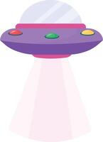 Purple Sci Fi UFO with Glowing Light Beam vector