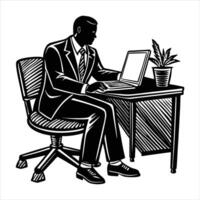 Download A Man Working Computer. vector