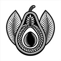 Avocado With Leaf vector