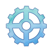 Abstract Watercolor Gear Wheel Design Element Blue Gradient Cog Art Teal Cyan Work System Machine png