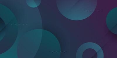Abstract dark green and purple gradient 3D background. Trendy circle shapes pattern element. vector