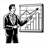 Graph Businessman Pointing. vector