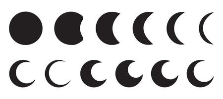 Different shapes of moon vector