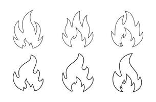 Line art fire symbol. Flame icon vector