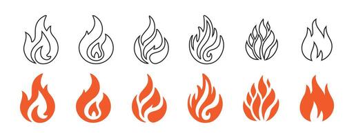 Logo design fire. Fire icon collection. Fire icon set on transparent background vector