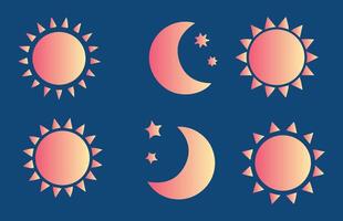 Color moon symbol set vector
