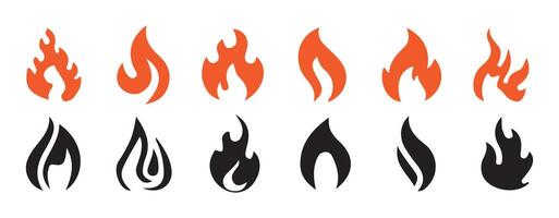 Heat flame icon set on transparent background vector