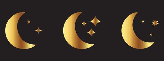 Set of moon and star icons. Minimalist style. Moon illustration eps 10 vector
