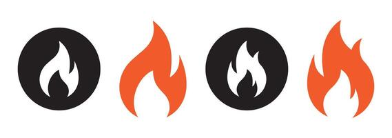 Flame icon in red. Campfire symbo vector