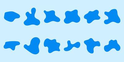 collection of blue liquid blob shape elements vector