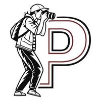 Photographer with Camera and Letter P vector