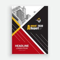 a report cover with a red and black background vector