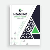 a book cover with a green triangle design vector