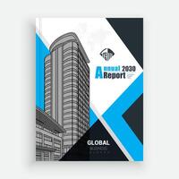 a report cover with a building in the background vector