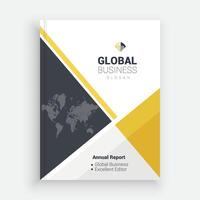 a business annual report template with yellow and black colors vector