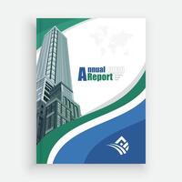 a report cover Template with a building in the background vector