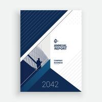 a business annual report template with blue and white lines vector