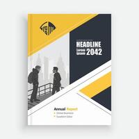 a business report cover with yellow and black triangles vector