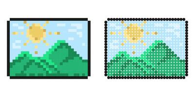 Pixel icon. Image of snapshot. Photos for memory from travel. World Photography Day August 19th. Simple retro game image isolated on white background vector