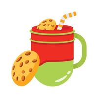 Get this trendy 3d style icon of christmas drink with cookies vector