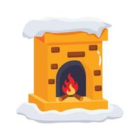 A well crafted 3d style icon of fireplace covered with snow vector
