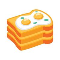 Handy 3d icon of breakfast toast with fried eggs vector