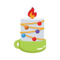 Ready to use 3d style icon of burning christmas candle vector