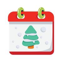 A 3d style icon of christmas calendar with tree on it vector