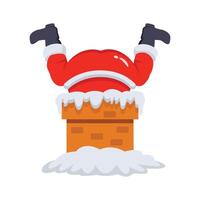 Get your hands on this 3d icon showing santa stuck in chimney vector