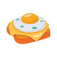 Easy to use icon of egg toast in 3d style vector