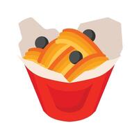 Get a handy 3d icon of fried churros bucket vector