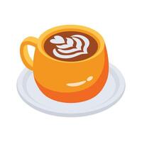 Customizable 3d style icon of coffee cup with latte art vector