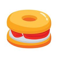 A 3d style icon of bagel bun breakfast vector