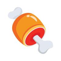 Easy to use icon of ham in 3d style vector