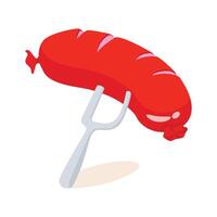 Latest 3d style icon showing a sausage on fork vector