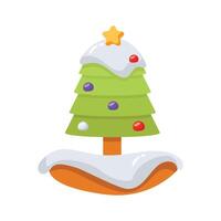 Easy to use 3d style icon of xmas tree covered with snow vector