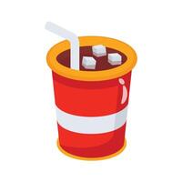 A handy 3d icon of cuckold drink cup with a straw in it vector