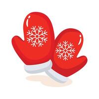 A customizable 3d style icon of winter gloves with snowflakes vector