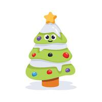 3d style icon showing christmas tree decor with lights vector