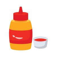 Well designed 3d icon of tomato ketchup bottle vector