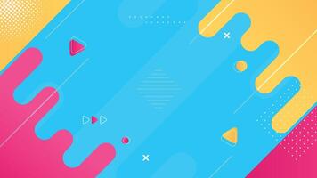 Vibrant Memphis-style geometric background with dynamic shapes, bright colors, and abstract patterns. Ideal for modern designs, digital art, and creative visuals. vector